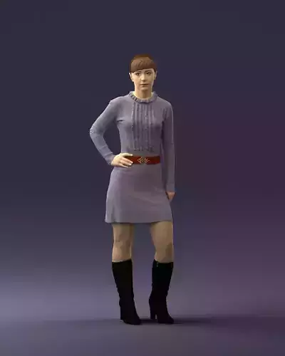 Girl short lilac dress 0677 3D Print Ready