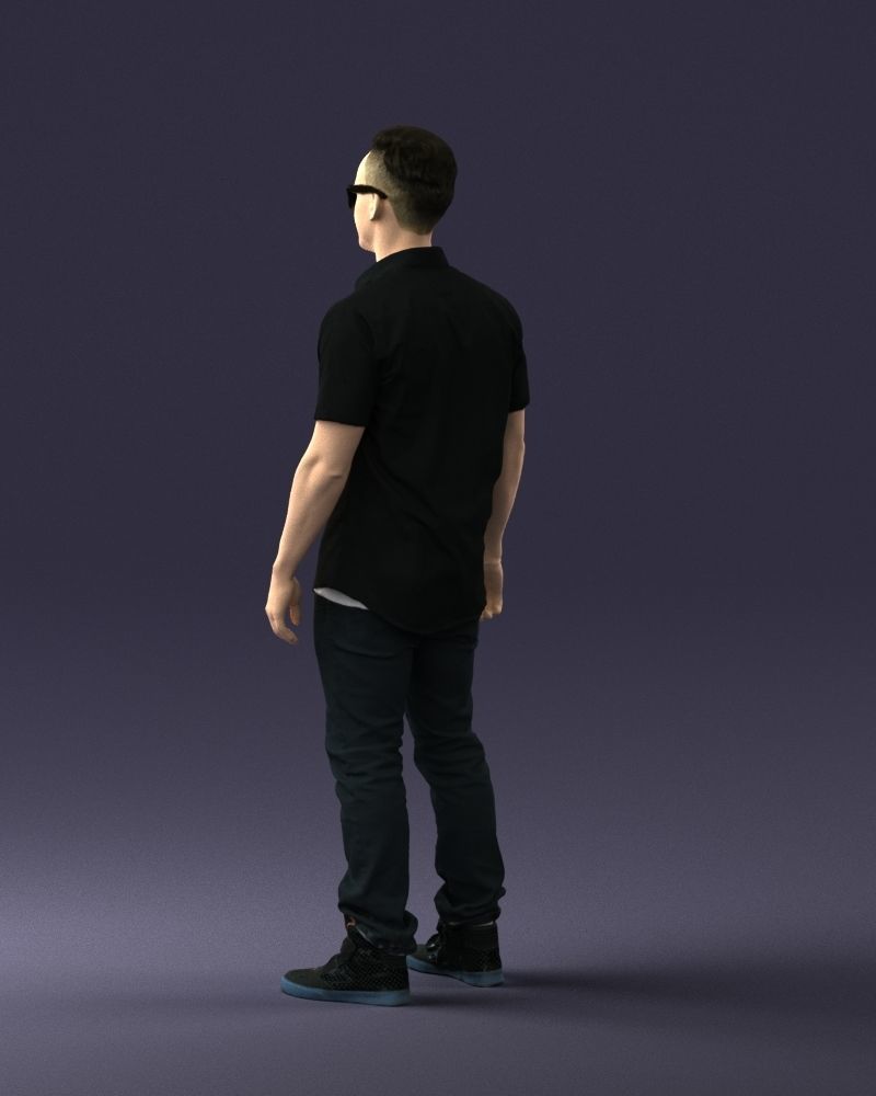Man with glasses and a black shirt 0227 3D model_21