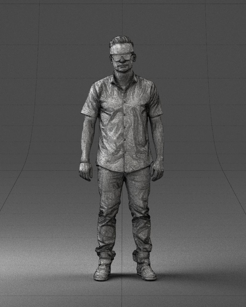 Man with glasses and a black shirt 0227 3D model_38