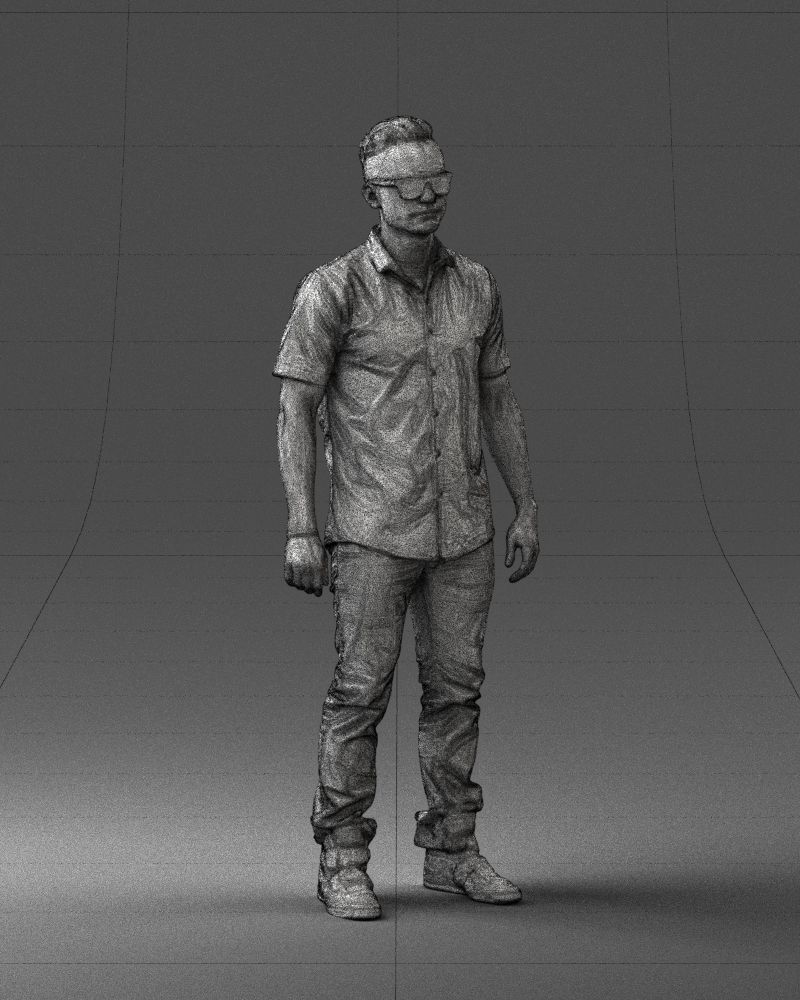 Man with glasses and a black shirt 0227 3D model_8