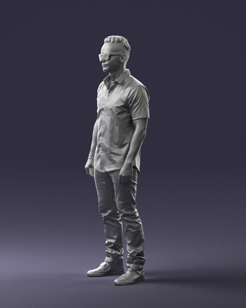 Man with glasses and a black shirt 0227 3D model_28