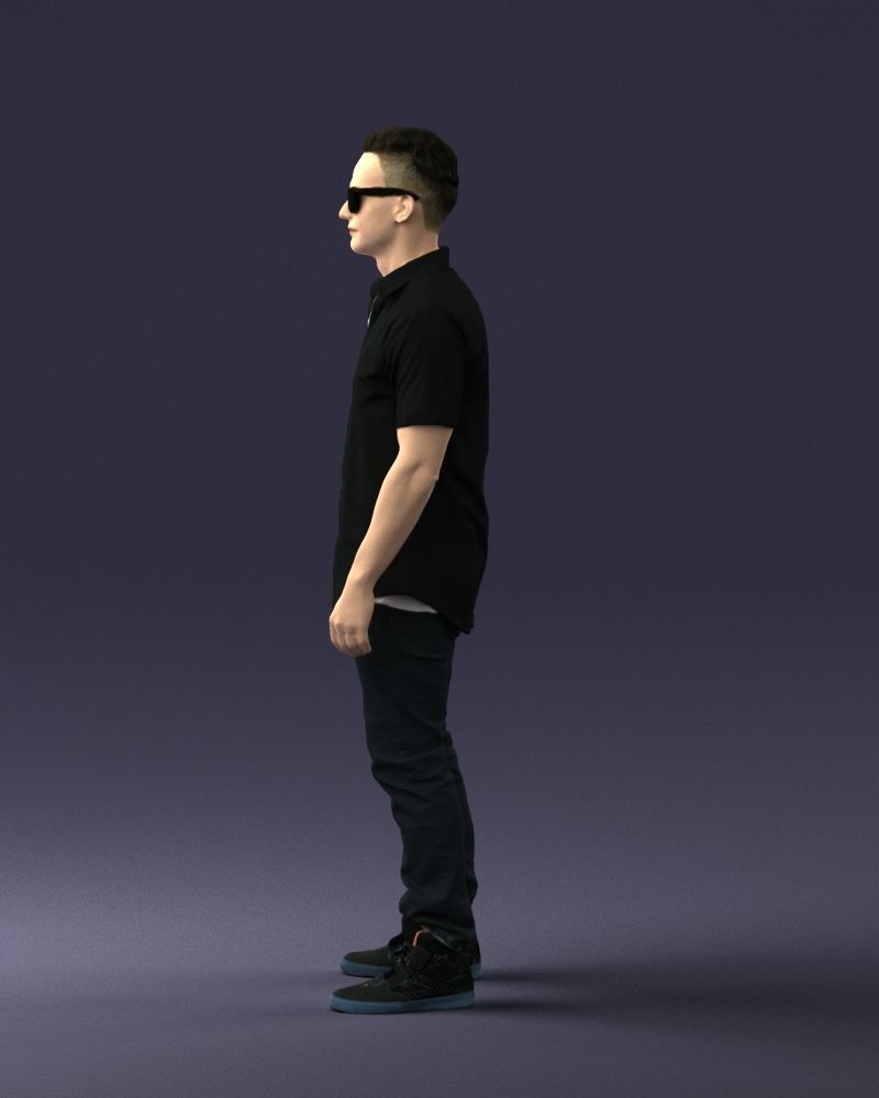 Man with glasses and a black shirt 0227 3D model_24