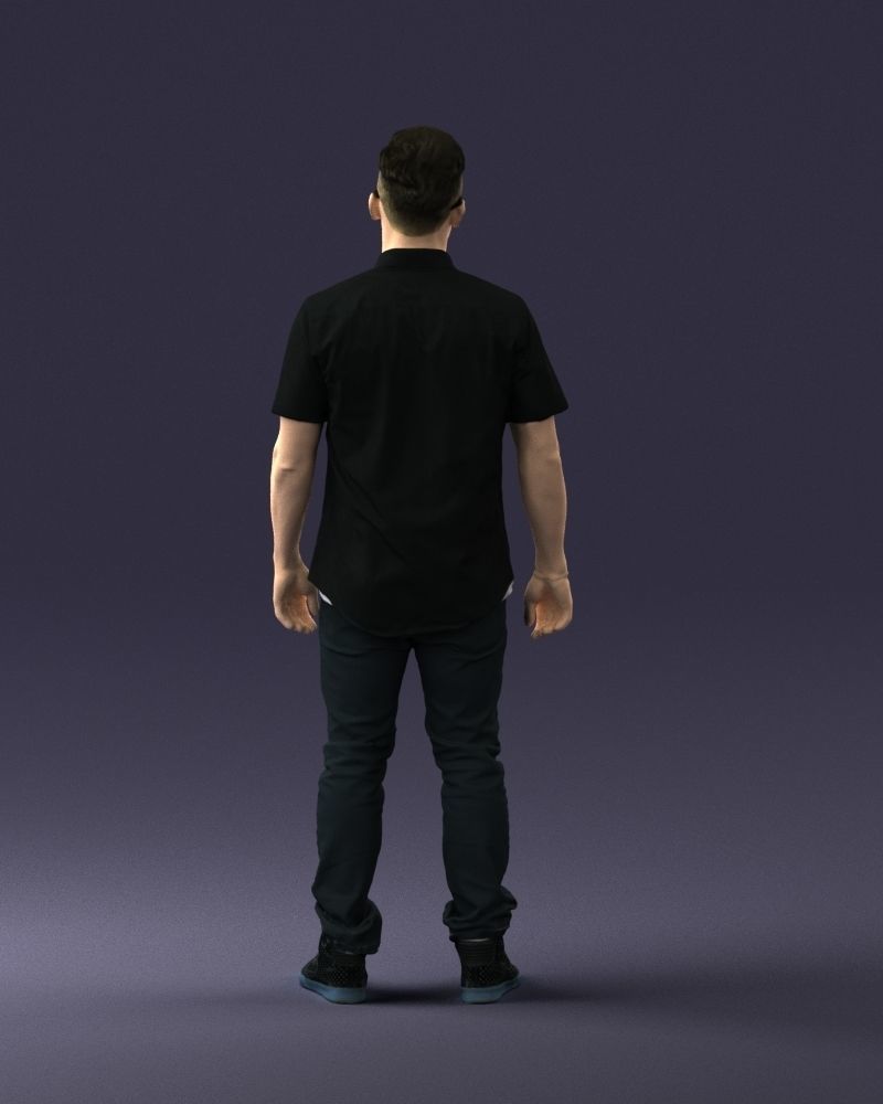 Man with glasses and a black shirt 0227 3D model_18