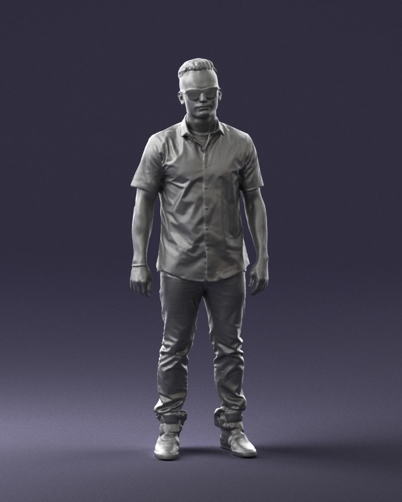 Man with glasses and a black shirt 0227 3D model_4