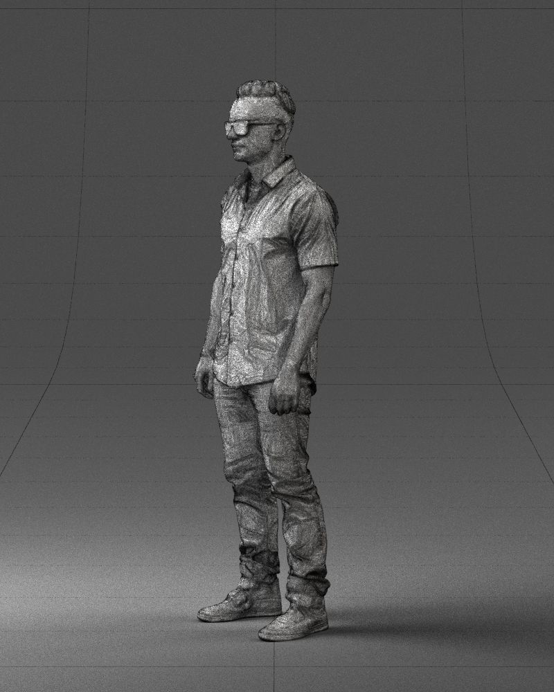 Man with glasses and a black shirt 0227 3D model_29