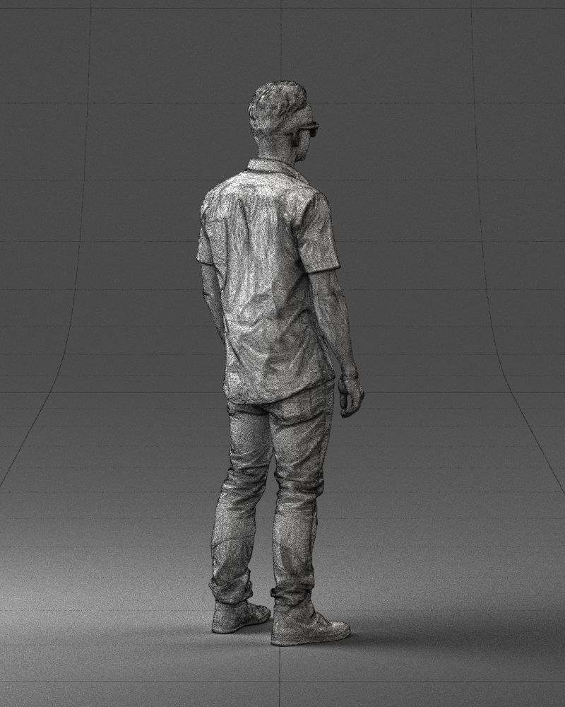 Man with glasses and a black shirt 0227 3D model_17