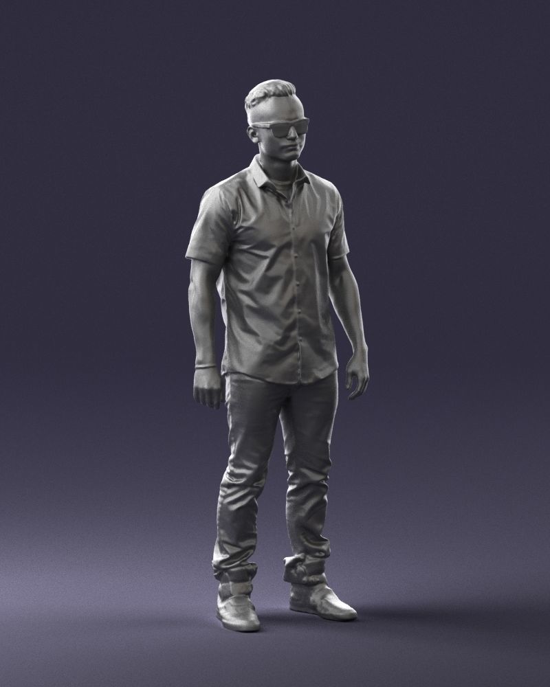 Man with glasses and a black shirt 0227 3D model_7