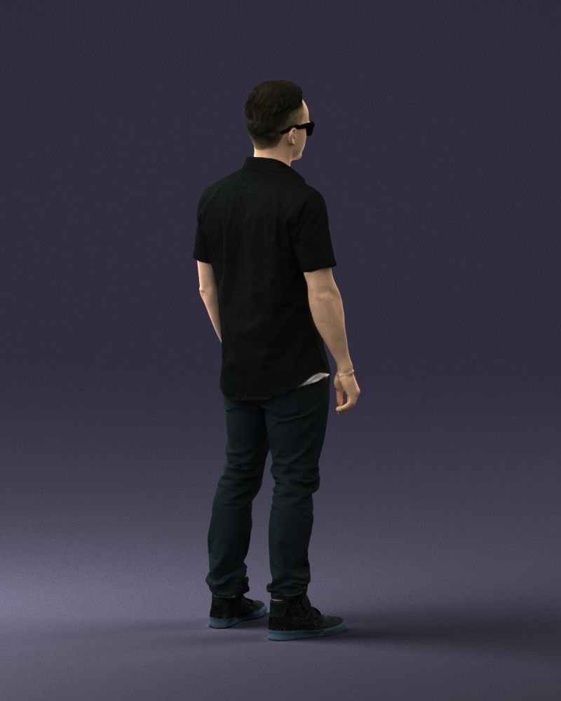 Man with glasses and a black shirt 0227 3D model_15