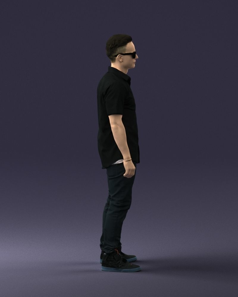 Man with glasses and a black shirt 0227 3D model_12