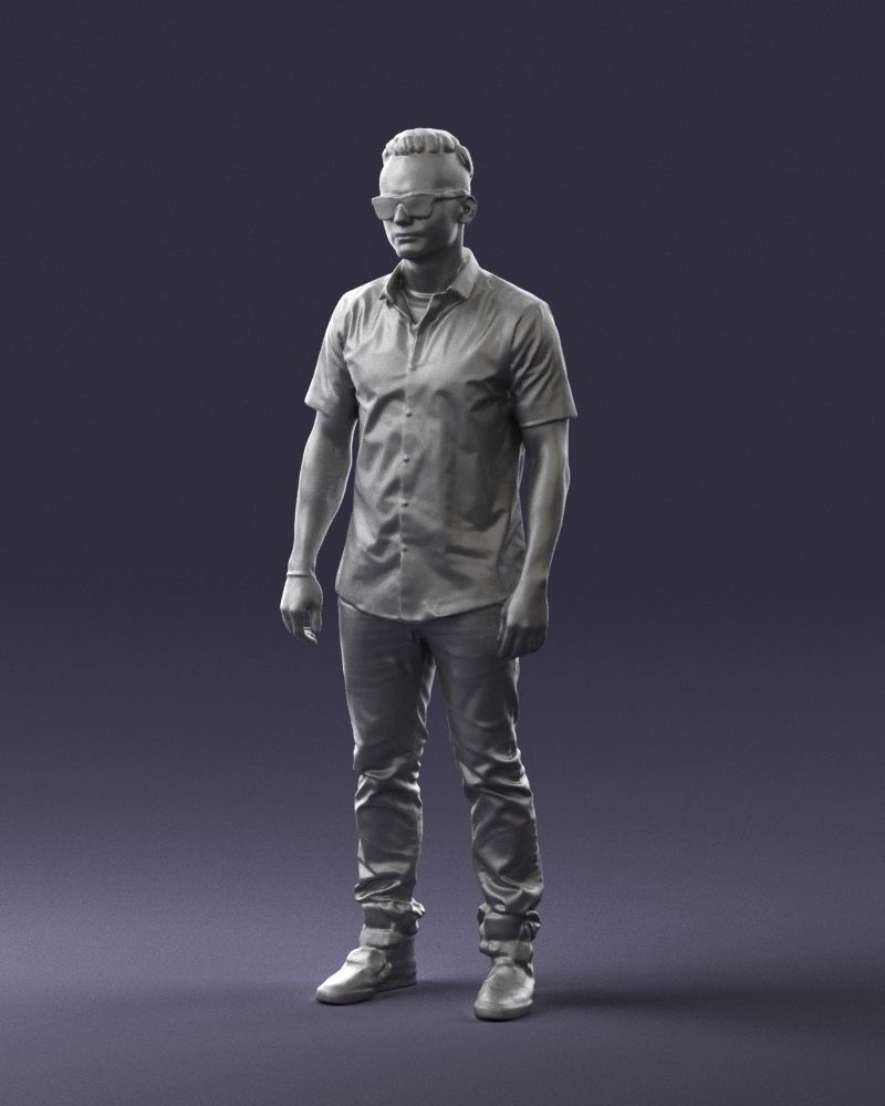 Man with glasses and a black shirt 0227 3D model_31