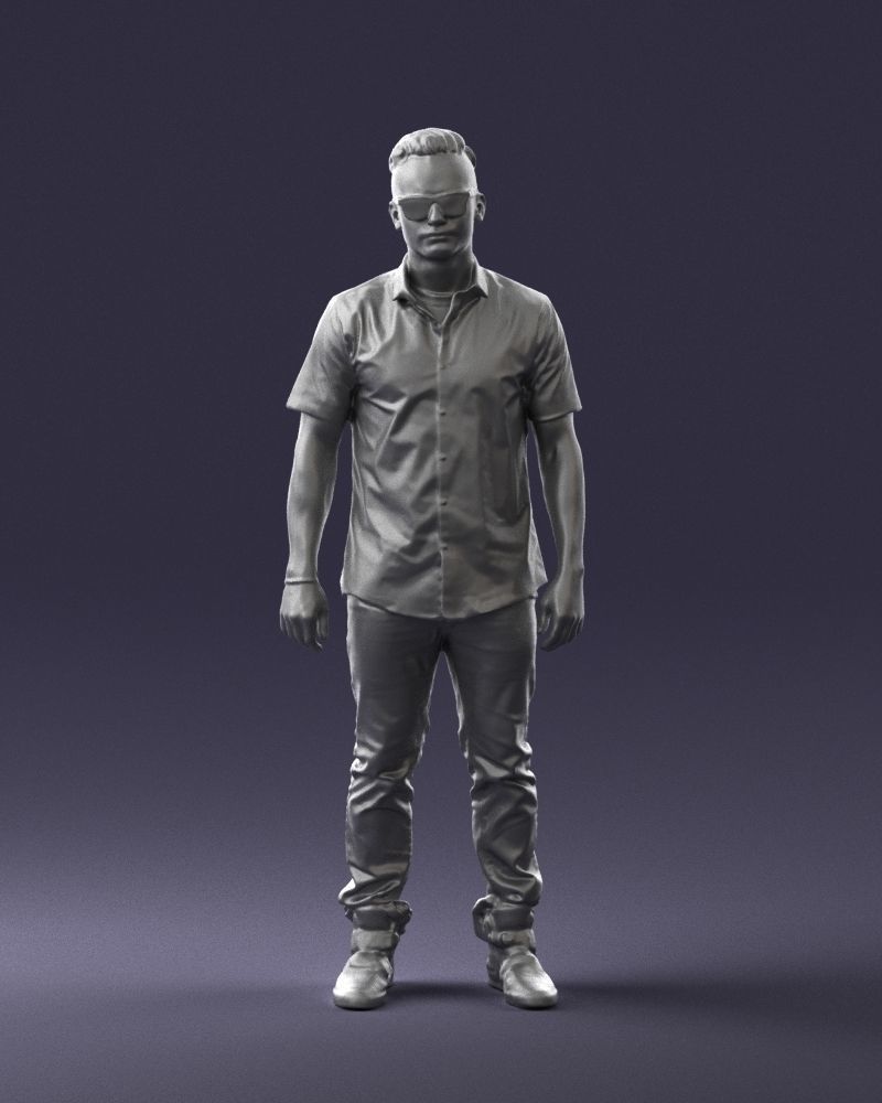 Man with glasses and a black shirt 0227 3D model_37