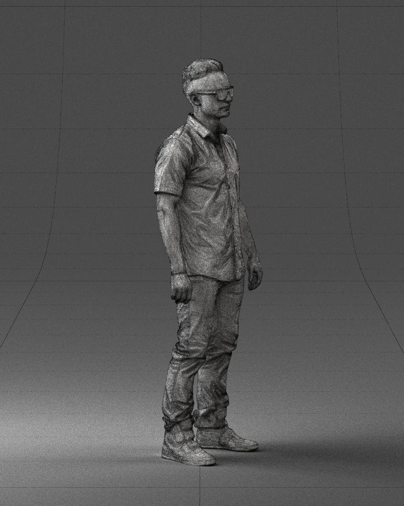 Man with glasses and a black shirt 0227 3D model_11