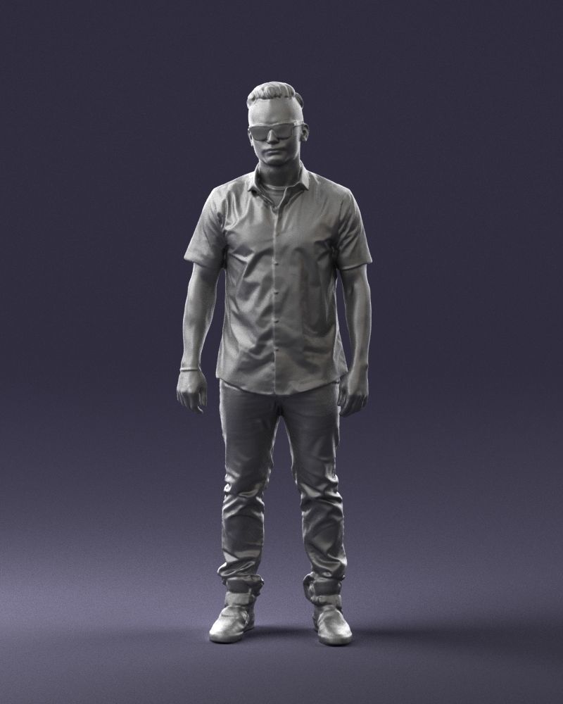 Man with glasses and a black shirt 0227 3D model_34