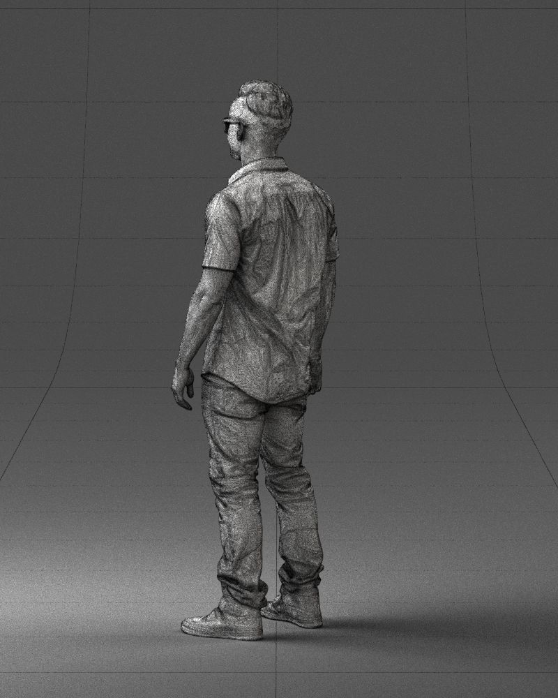 Man with glasses and a black shirt 0227 3D model_23