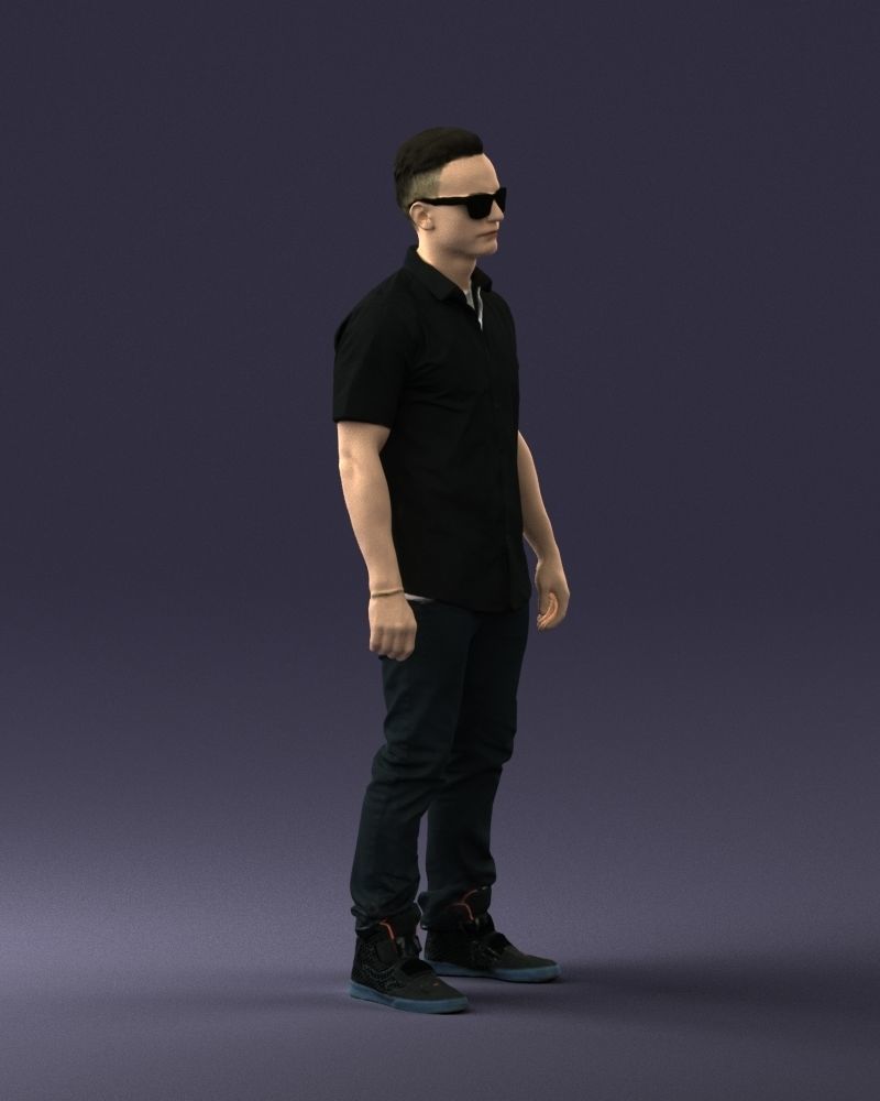 Man with glasses and a black shirt 0227 3D model_9