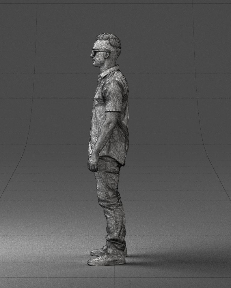 Man with glasses and a black shirt 0227 3D model_26