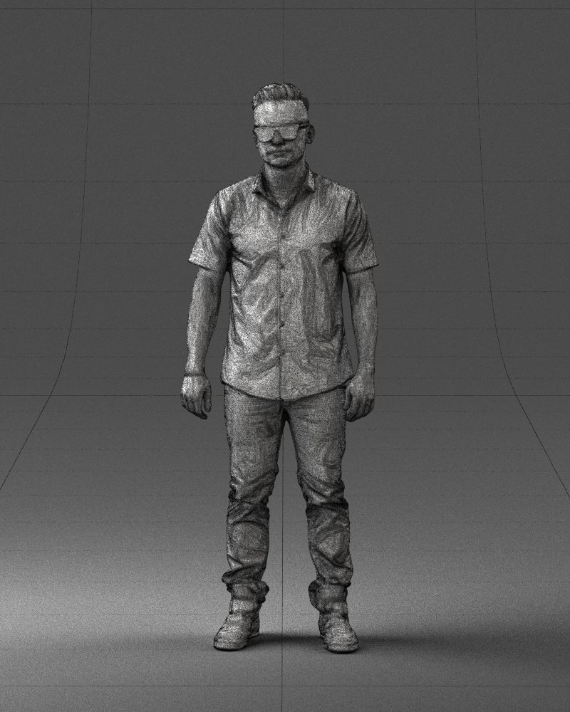 Man with glasses and a black shirt 0227 3D model_35