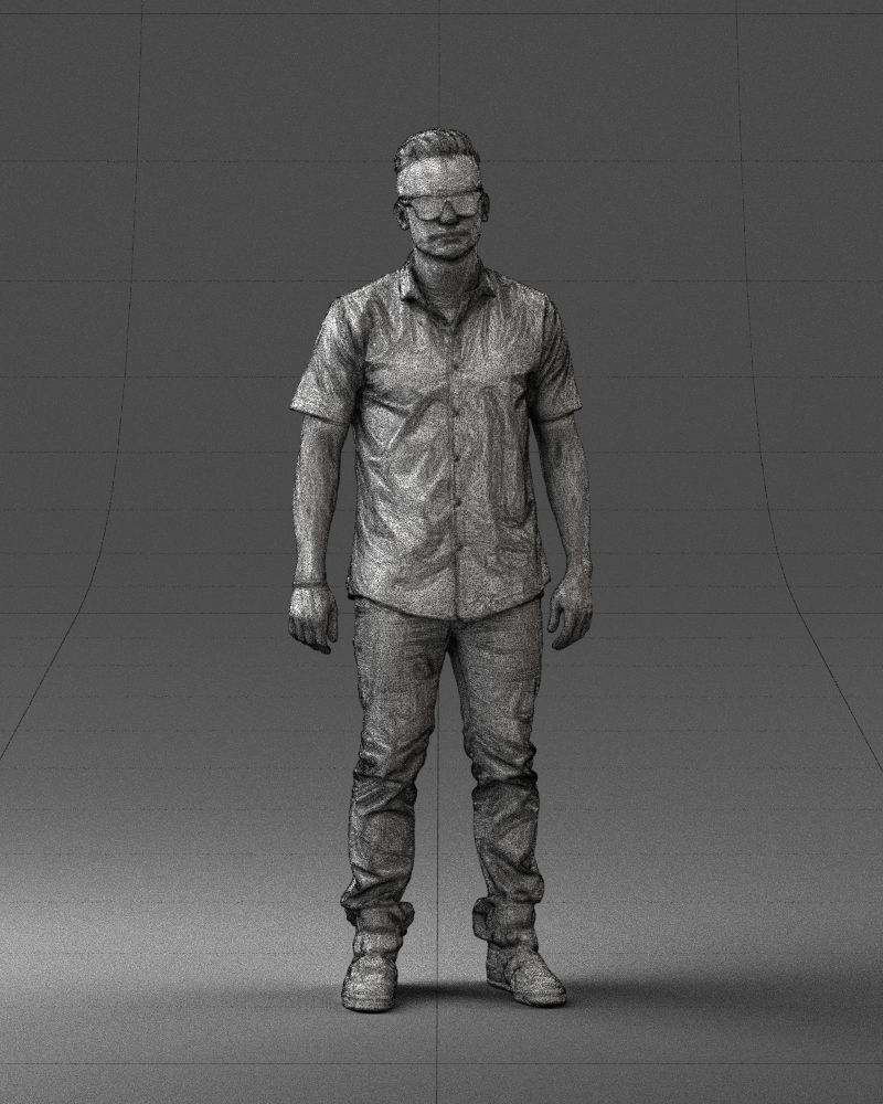 Man with glasses and a black shirt 0227 3D model_5