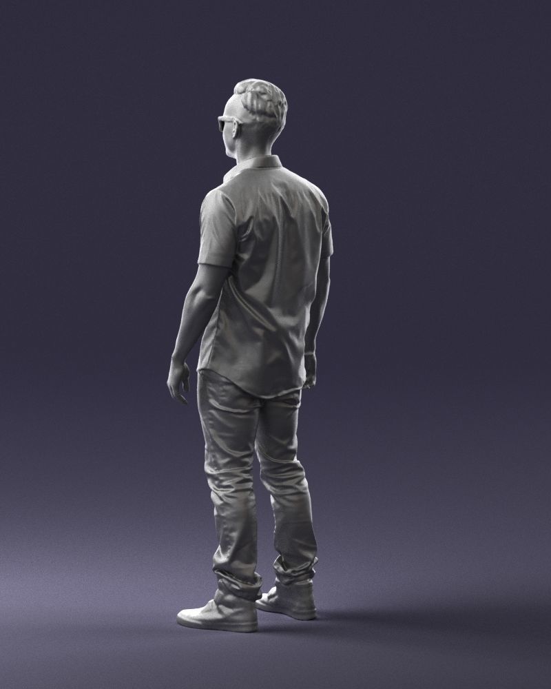 Man with glasses and a black shirt 0227 3D model_22