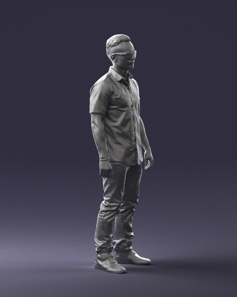 Man with glasses and a black shirt 0227 3D model_10