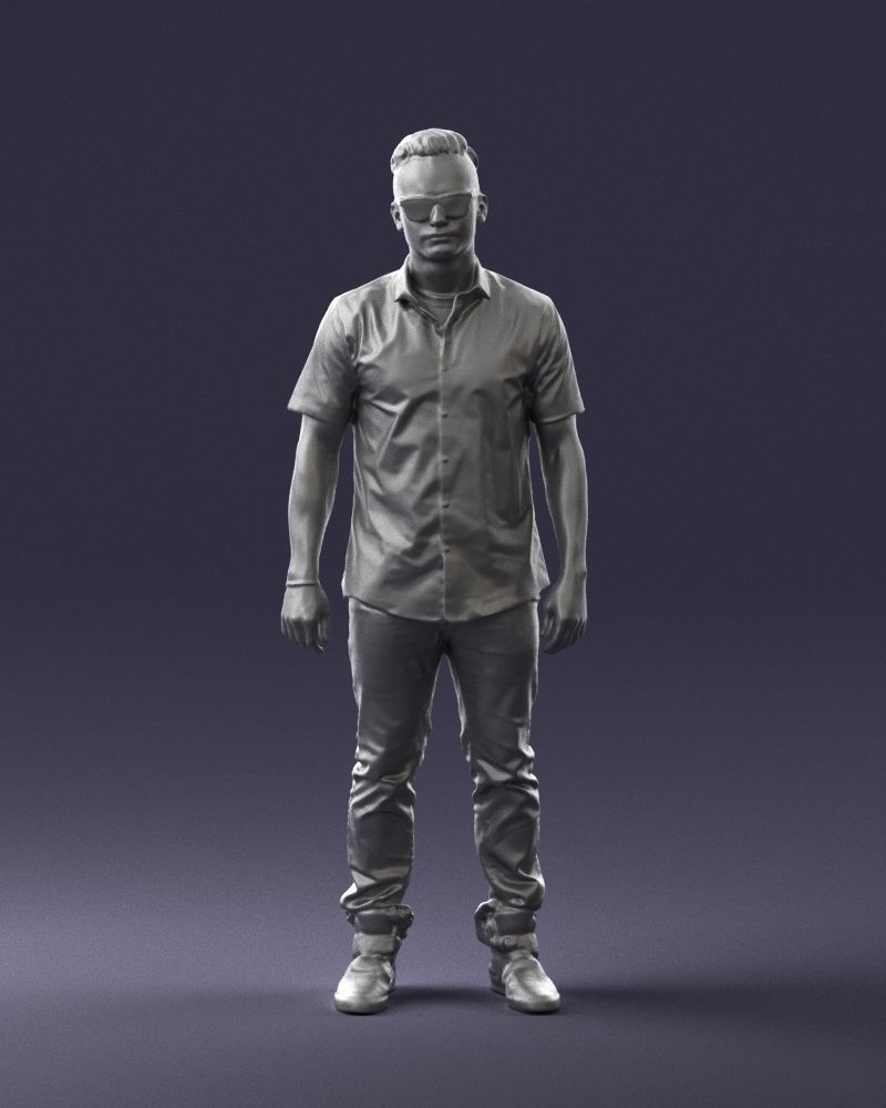 Man with glasses and a black shirt 0227 3D model_1