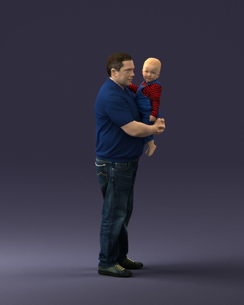 Man with child 0132 3D model_9