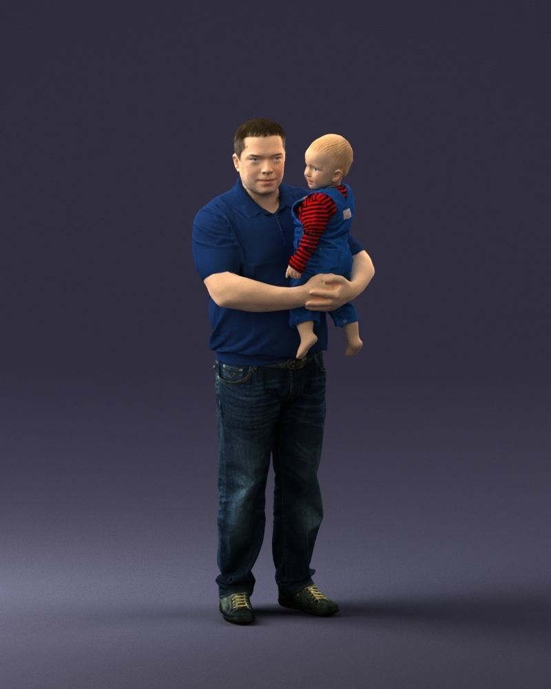 Man with child 0132 3D model_3