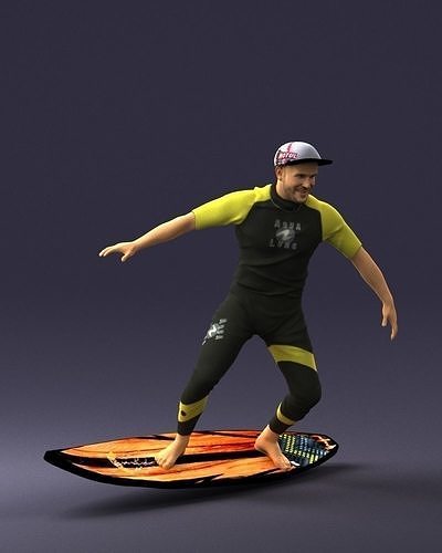 Man on a surfboard 0291 3D model