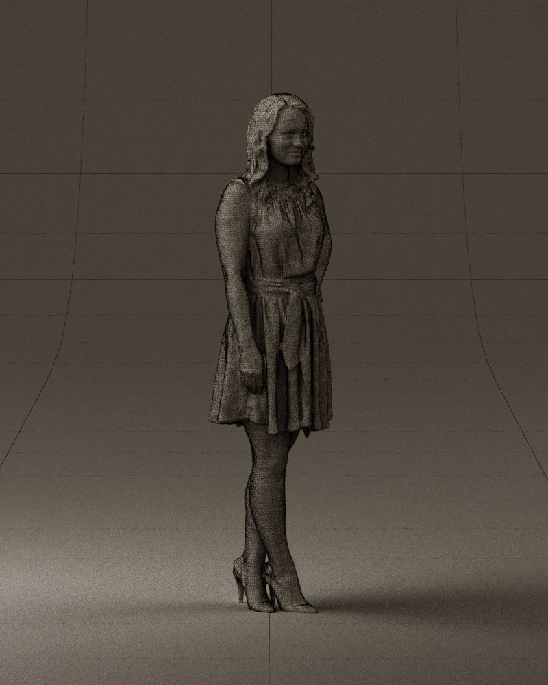 Woman in white blue dress 0685 3D Print Ready 3D print model_8