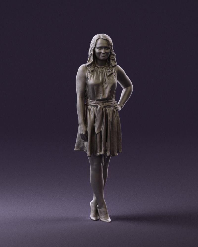 Woman in white blue dress 0685 3D Print Ready 3D print model_1