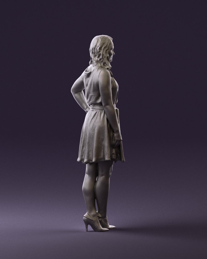 Woman in white blue dress 0685 3D Print Ready 3D print model_13