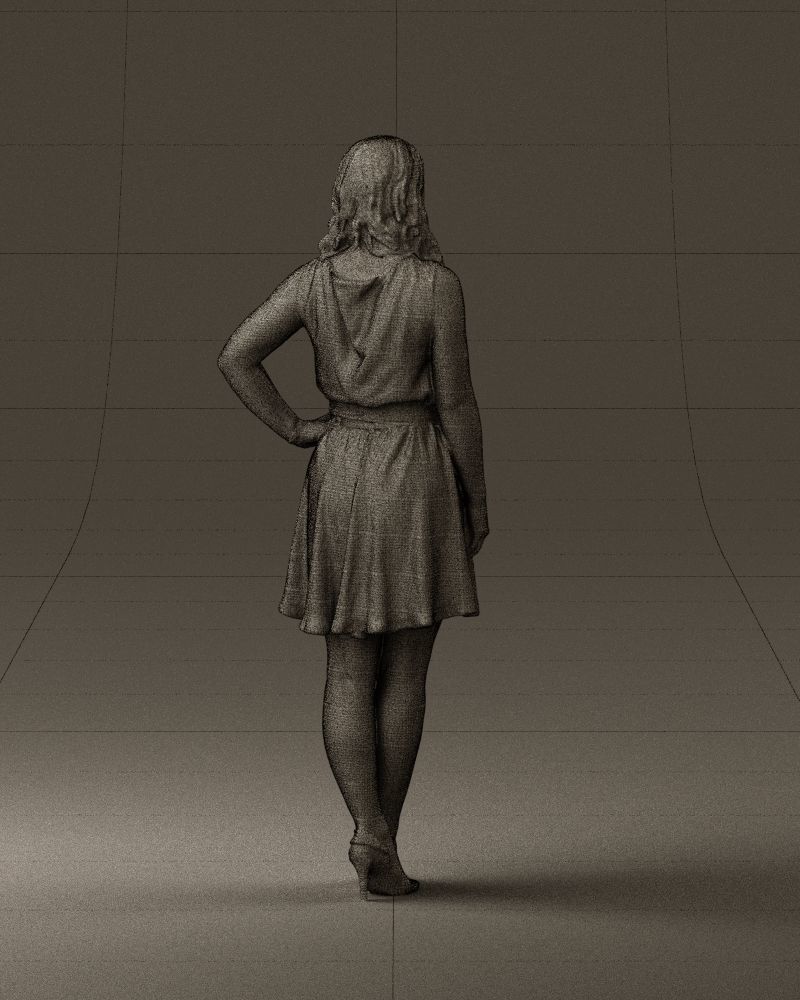 Woman in white blue dress 0685 3D Print Ready 3D print model_17