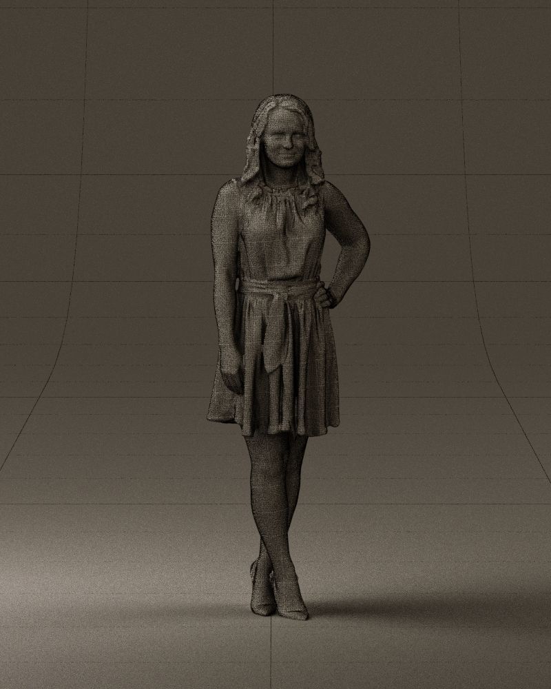 Woman in white blue dress 0685 3D Print Ready 3D print model_38