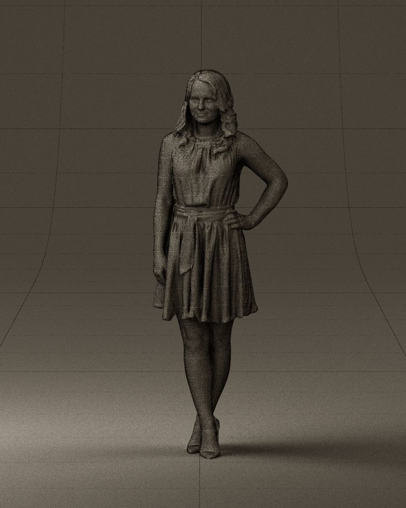 Woman in white blue dress 0685 3D Print Ready 3D print model_32