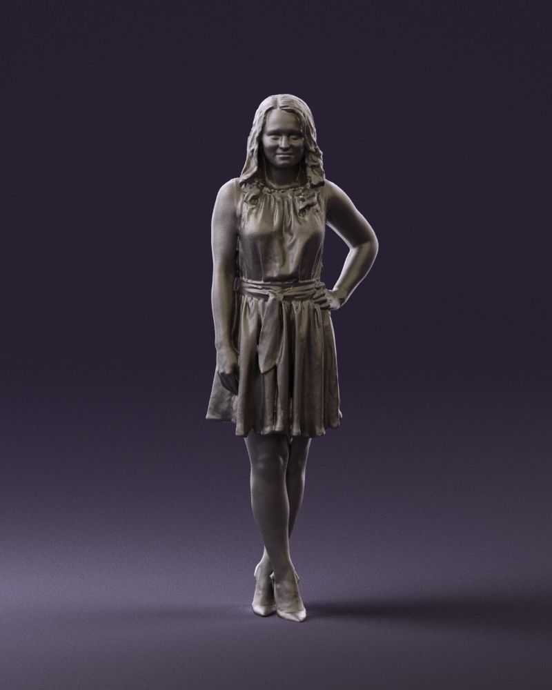 Woman in white blue dress 0685 3D Print Ready 3D print model_34