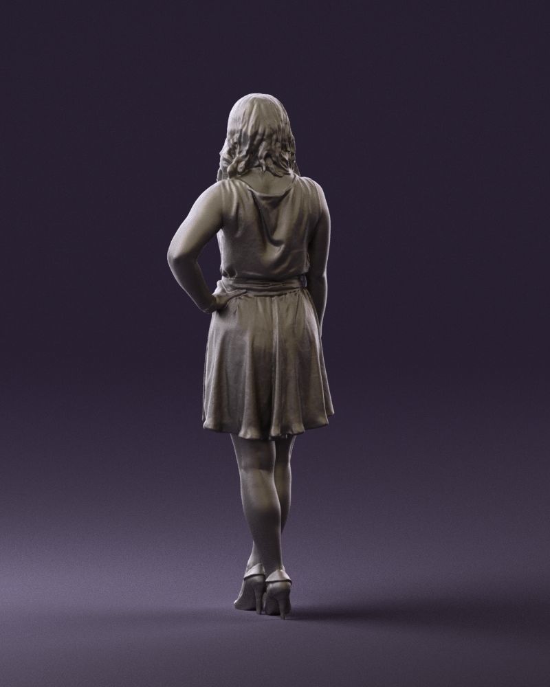 Woman in white blue dress 0685 3D Print Ready 3D print model_19