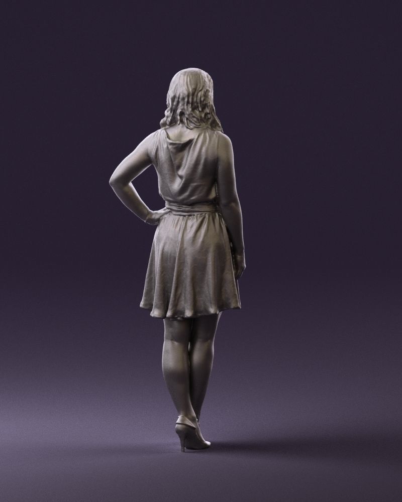 Woman in white blue dress 0685 3D Print Ready 3D print model_16