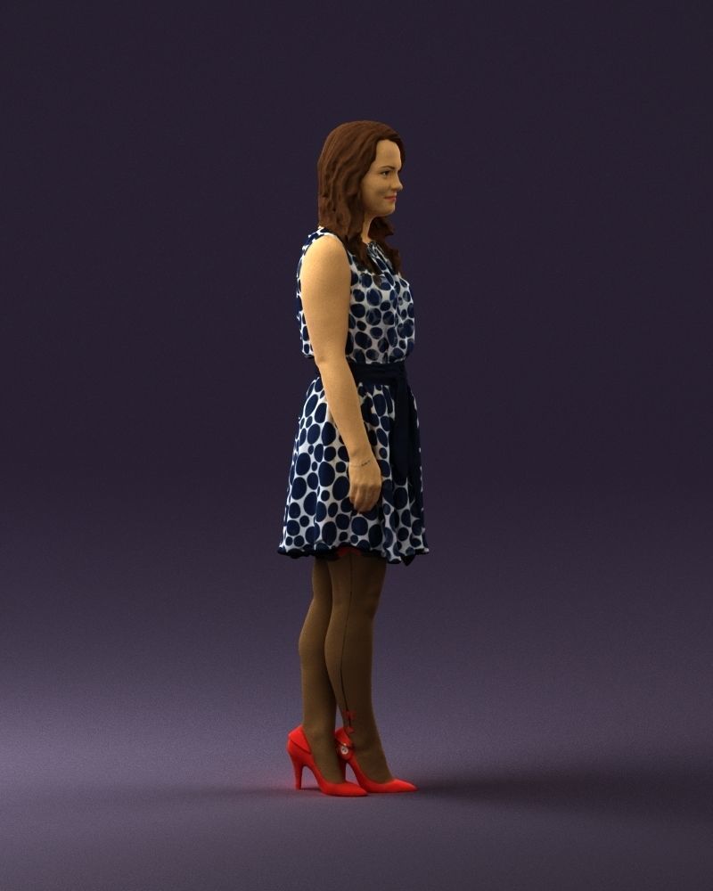 Woman in white blue dress 0685 3D Print Ready 3D print model_9