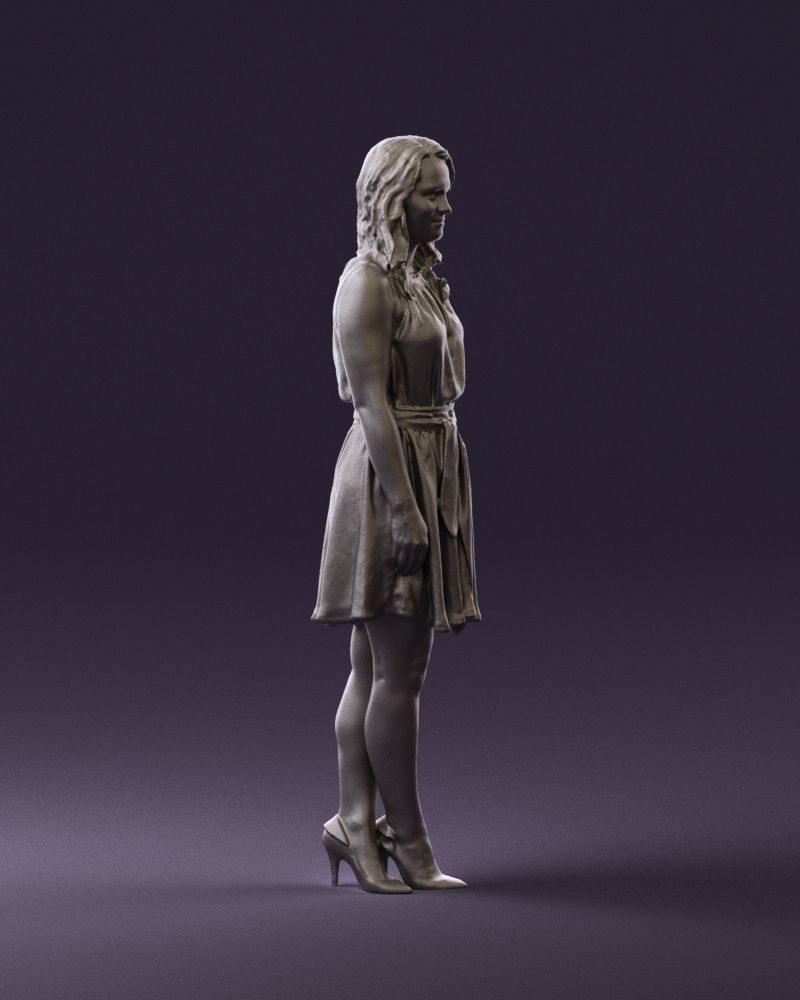 Woman in white blue dress 0685 3D Print Ready 3D print model_10