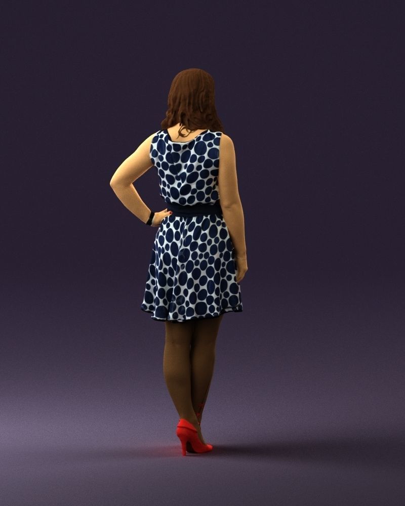 Woman in white blue dress 0685 3D Print Ready 3D print model_15