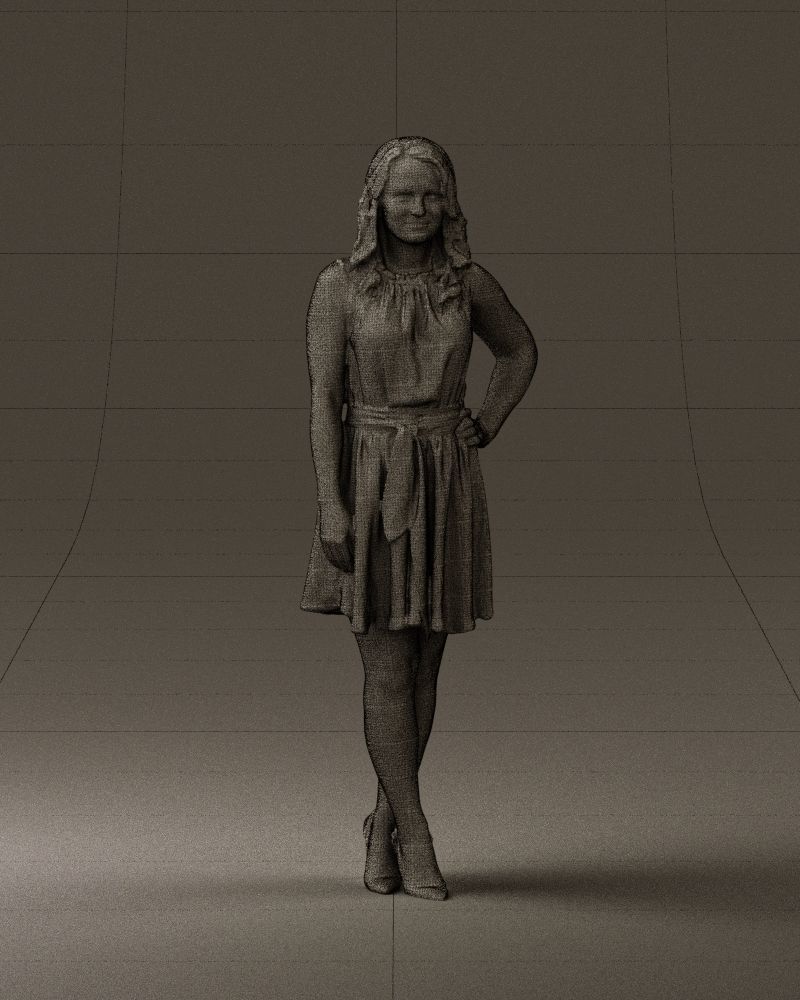 Woman in white blue dress 0685 3D Print Ready 3D print model_2
