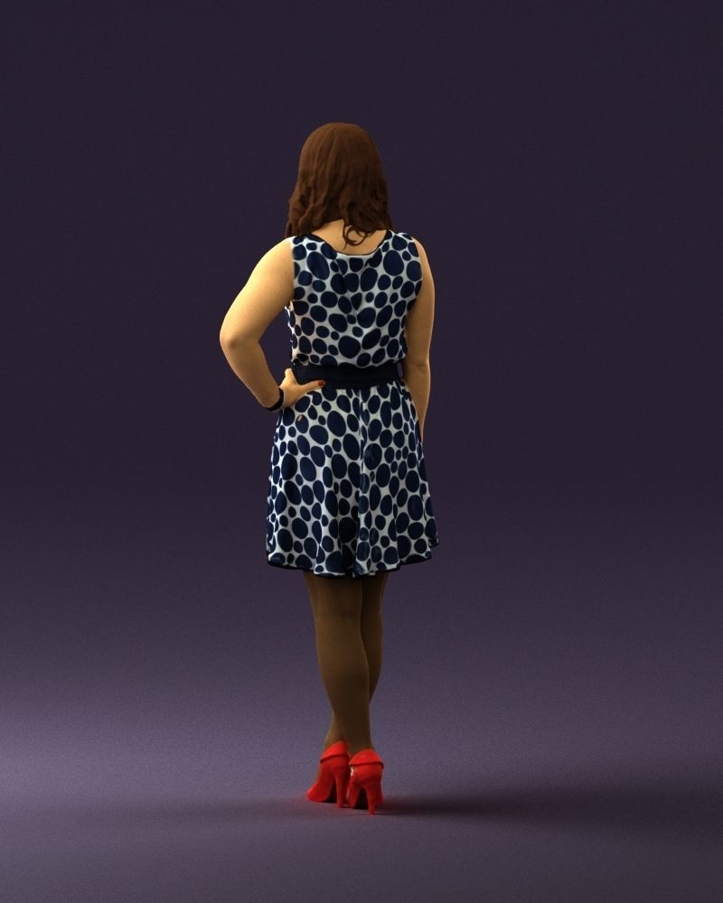 Woman in white blue dress 0685 3D Print Ready 3D print model_18