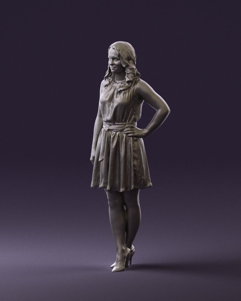 Woman in white blue dress 0685 3D Print Ready 3D print model_28