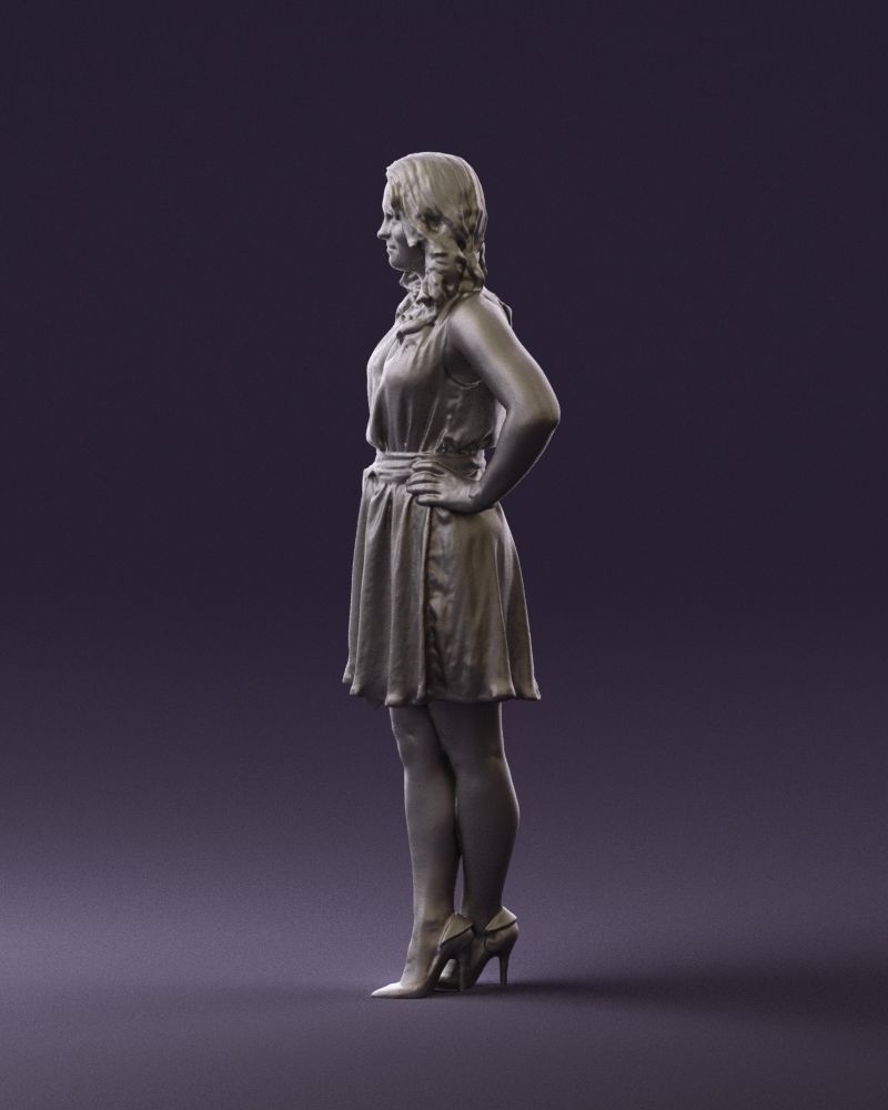Woman in white blue dress 0685 3D Print Ready 3D print model_25