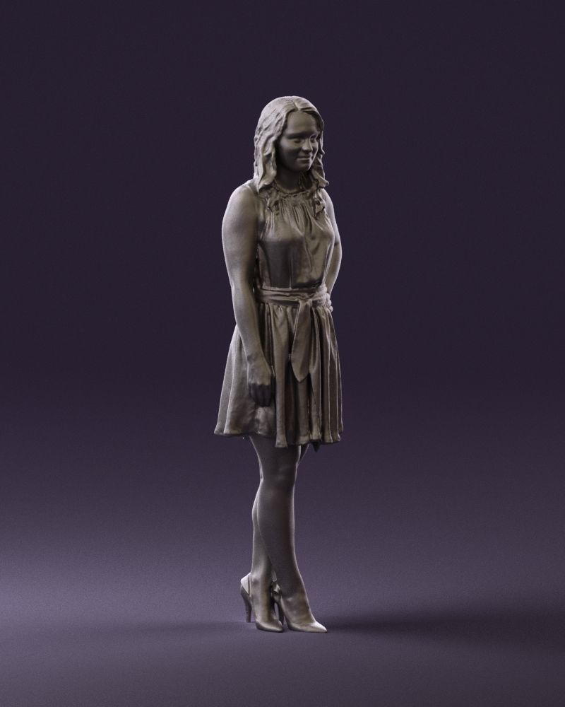 Woman in white blue dress 0685 3D Print Ready 3D print model_7