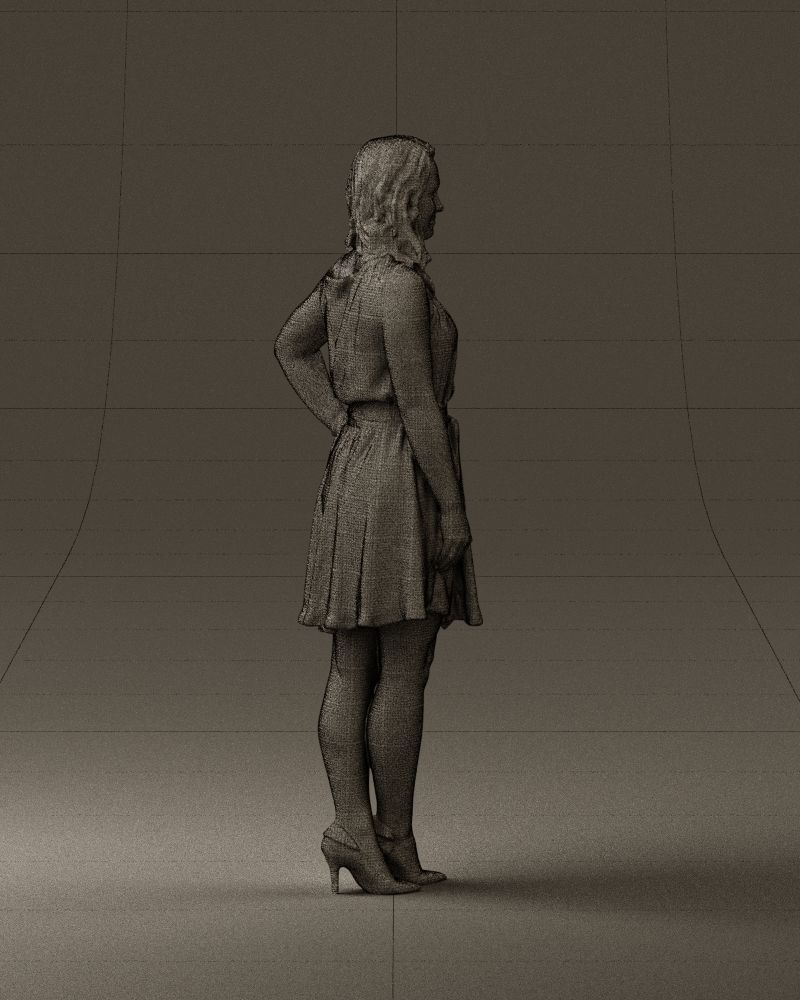 Woman in white blue dress 0685 3D Print Ready 3D print model_14