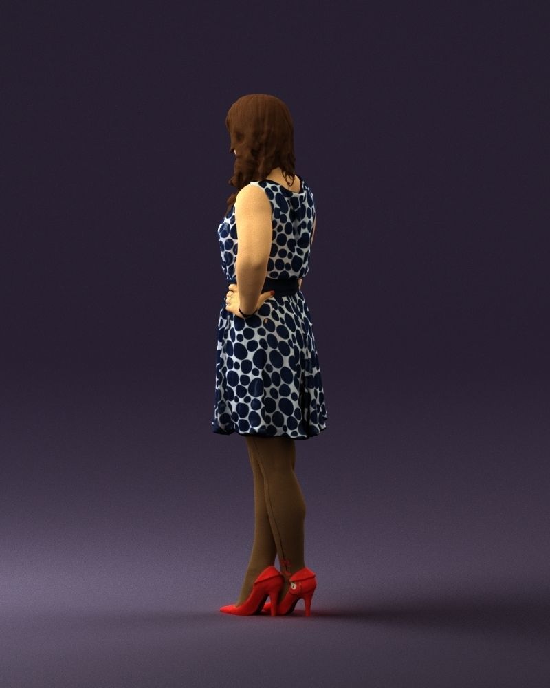 Woman in white blue dress 0685 3D Print Ready 3D print model_21