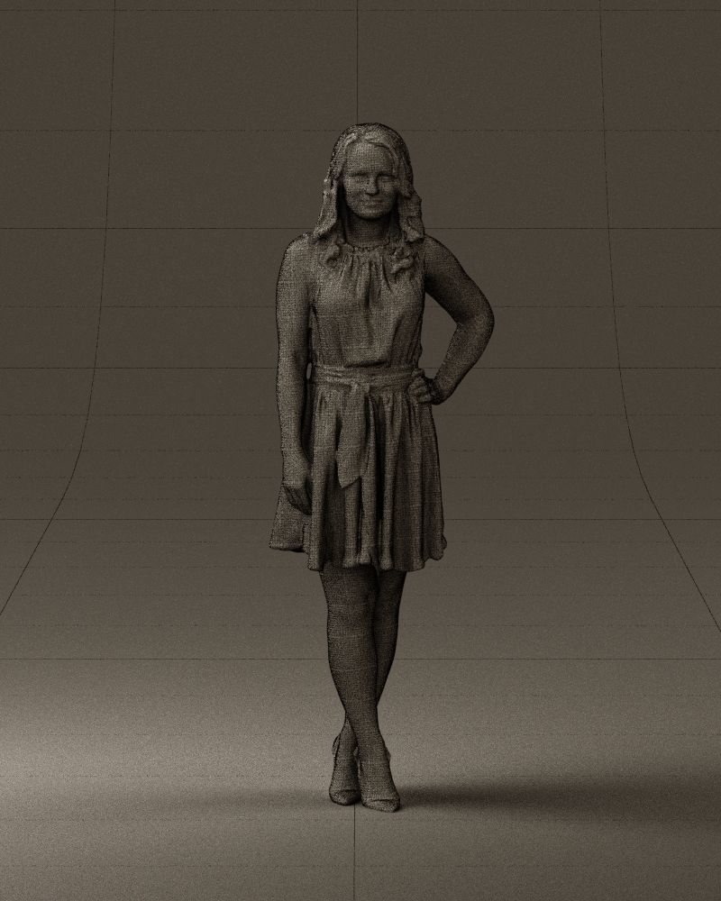 Woman in white blue dress 0685 3D Print Ready 3D print model_35
