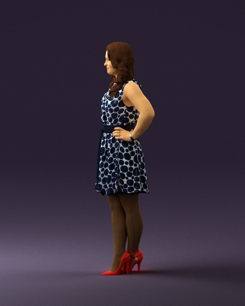 Woman in white blue dress 0685 3D Print Ready 3D print model_24
