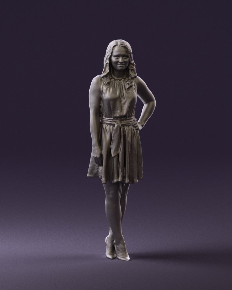 Woman in white blue dress 0685 3D Print Ready 3D print model_37